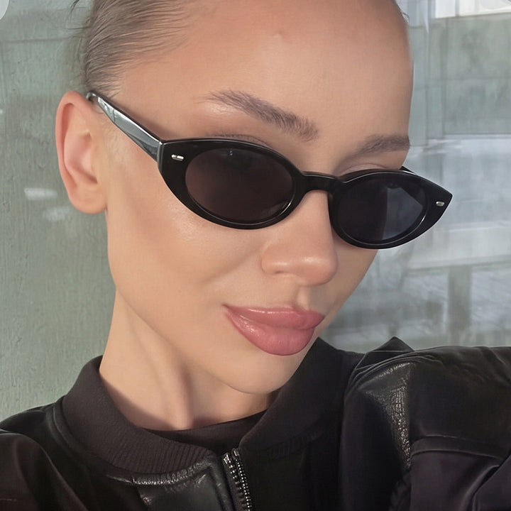 Dame Cat-Eye solbriller med moderne gjennomsiktig ramme Luvikno