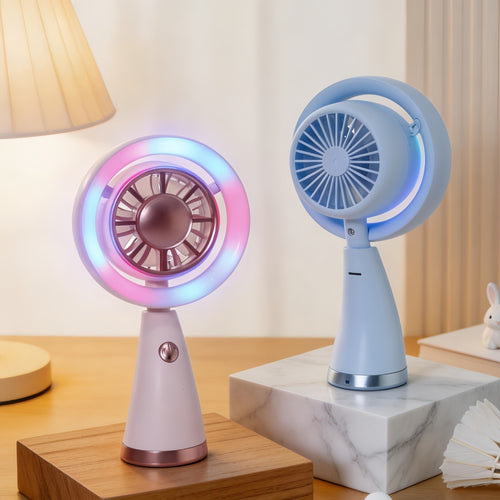 Dame Bærbar Mini-Luftventilator med LED-belysning og fleksibelt design Luvikno