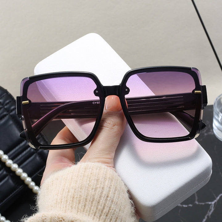 Dame firkantet solbrille med trendy geometrisk design Luvikno