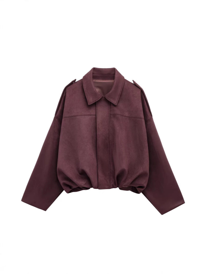 Naisten Ylisuuri Nahkainen Utility Takki Luvik