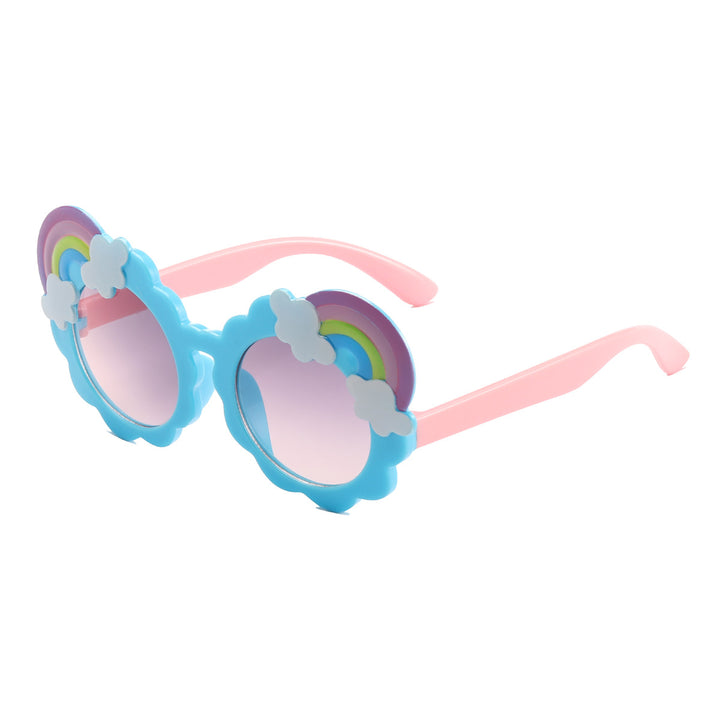 Dame designorientert solbrille med blomsterformet ramme Luvikno