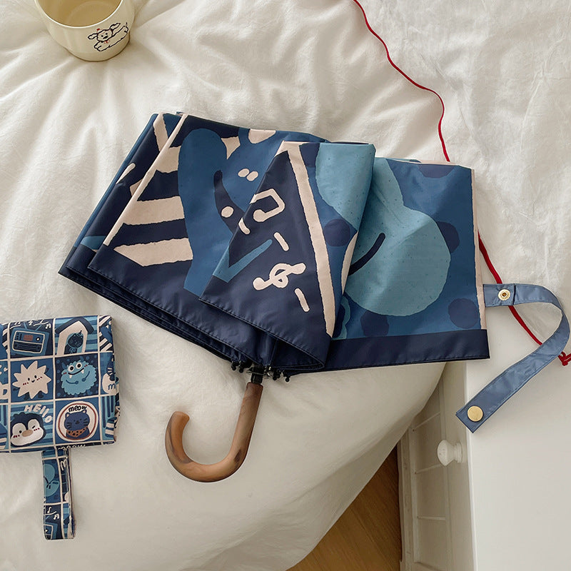 Dame sammenleggbare paraply med kreativt geometrisk design Luvikno