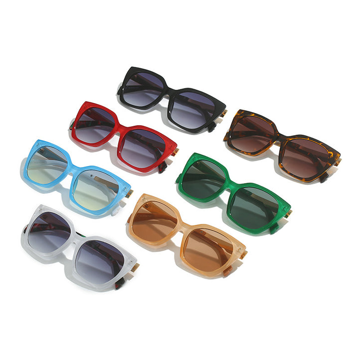 Dame Oversized-solbriller med elegant transparent ramme og gyldne aksenter Luvikno