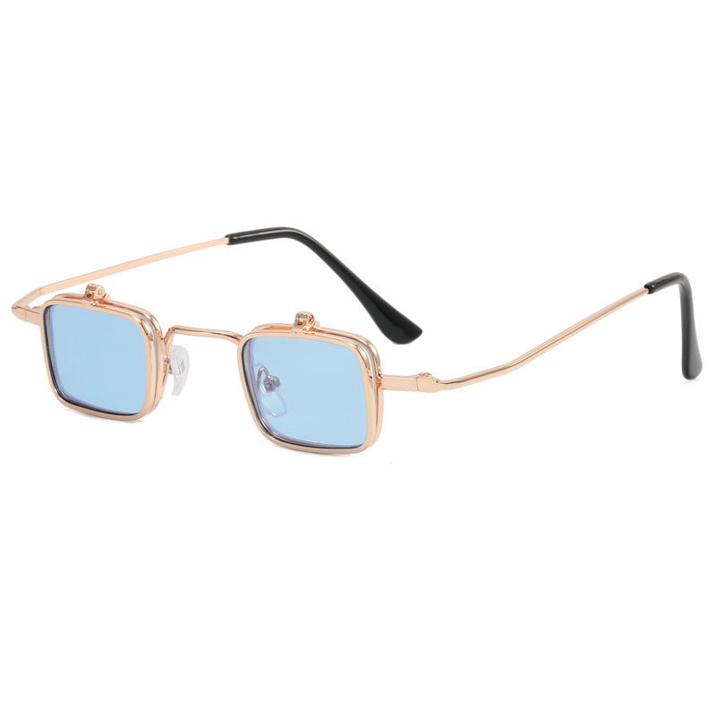 Dame designer solbrille med kvadratisk metallramme Luvikno