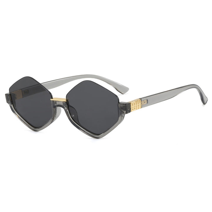 Dame moteriktig solbrille med trendy sekskantet ramme og beskyttende linser Luvikno