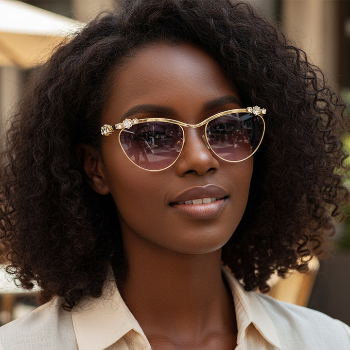 Dame Designer-solbrille med glitrende detaljer Luvikno