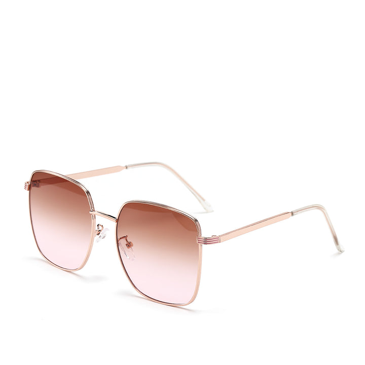 Dame kvadratisk solbrille med elegant metallramme og speilende glass Luvikno