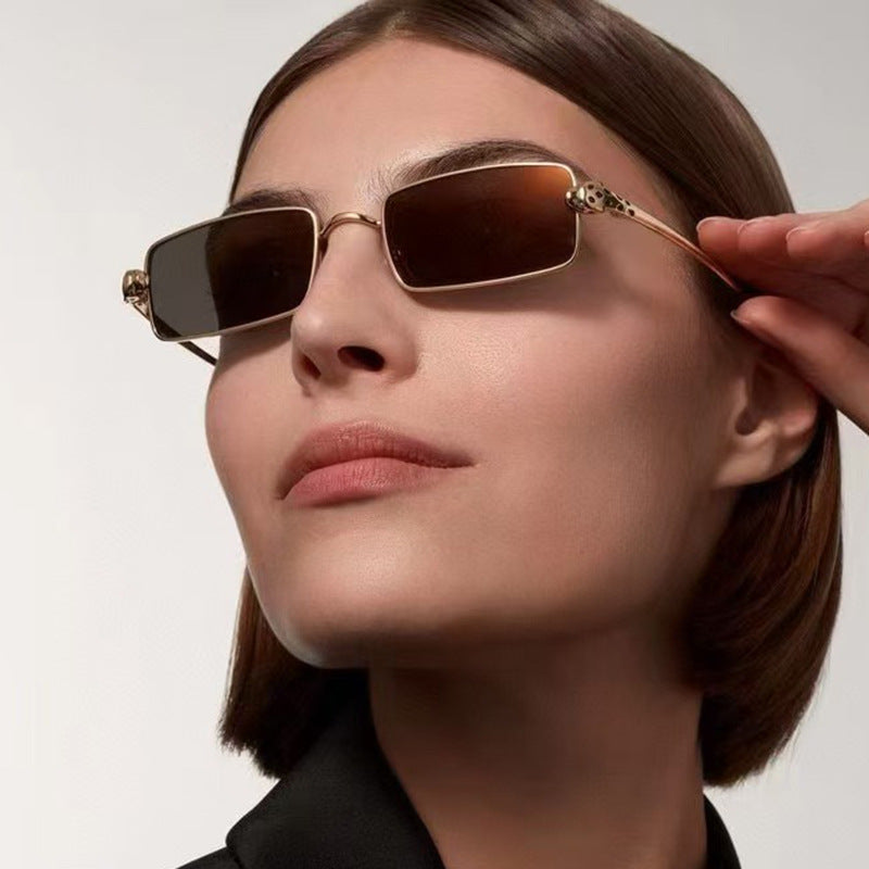 Dame elegant kvadratisk solbrille med luksus metallramme og UV-beskyttelse Luvikno