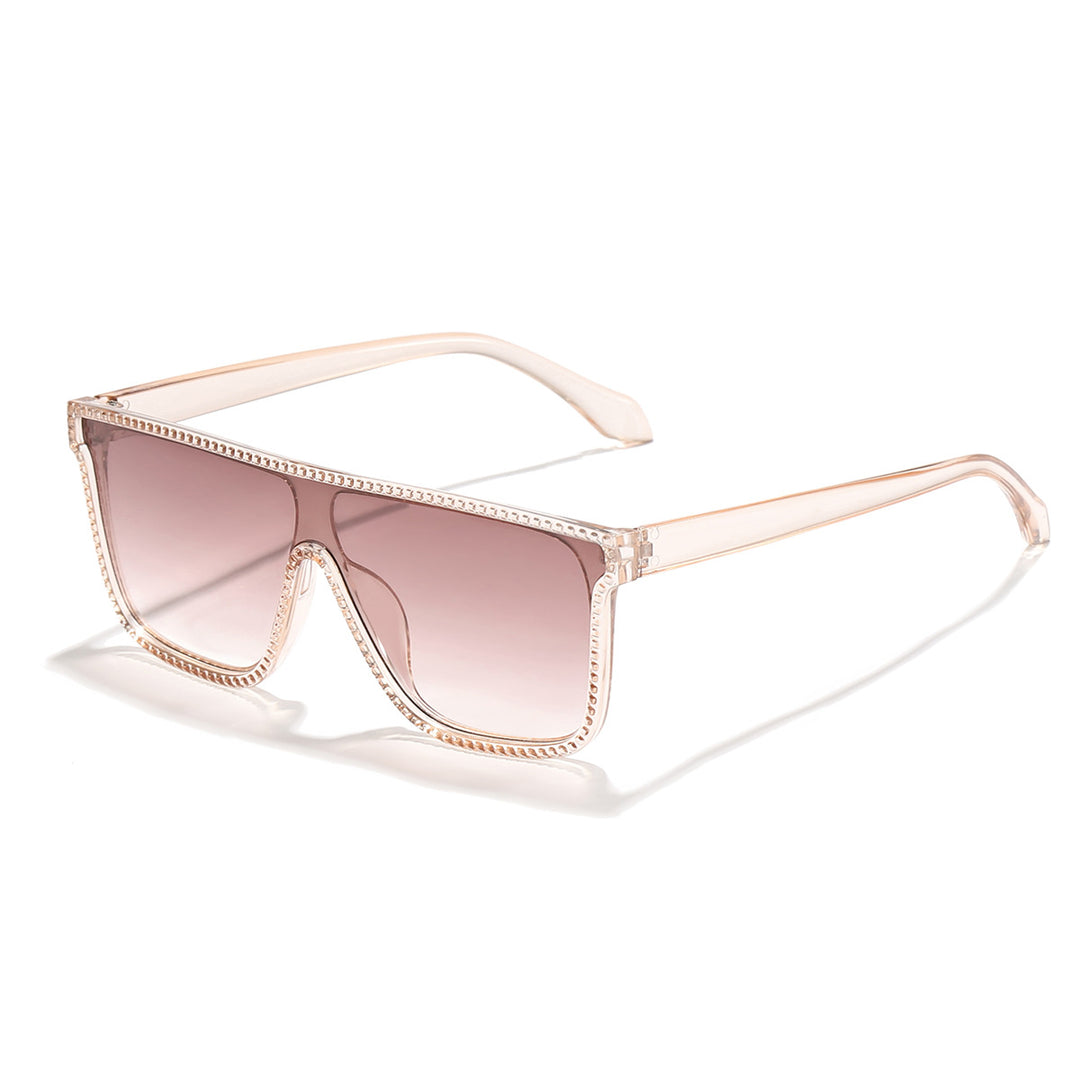 Dame futuristisk motesolbrille med bred ramme og kontrasterende glass Luvikno
