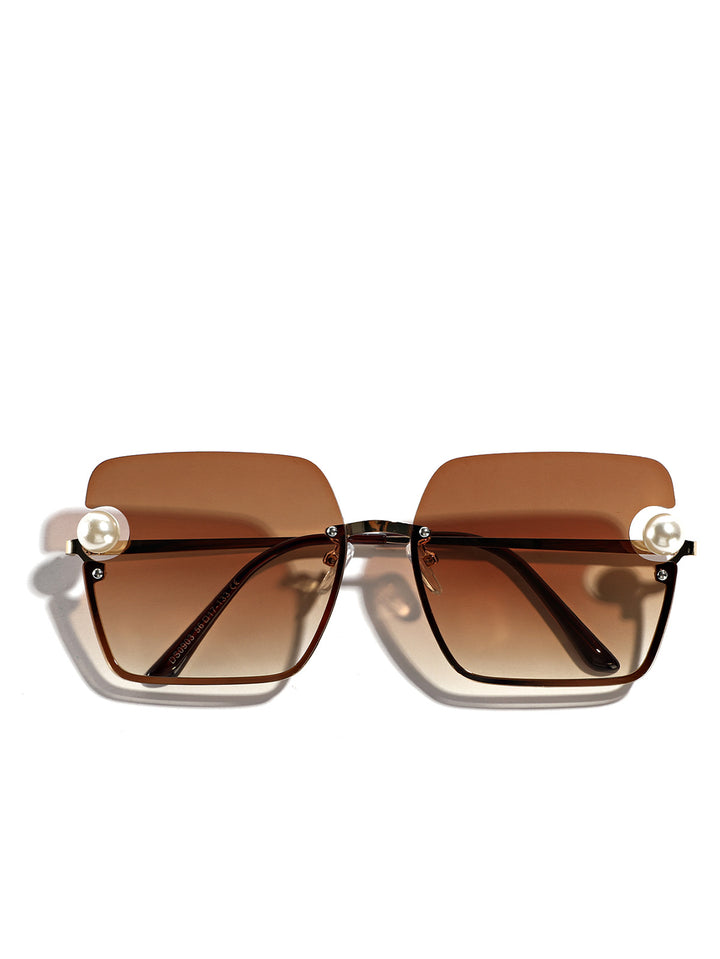Dame firkantet solbrille med elegant gjennomsiktig ramme Luvikno