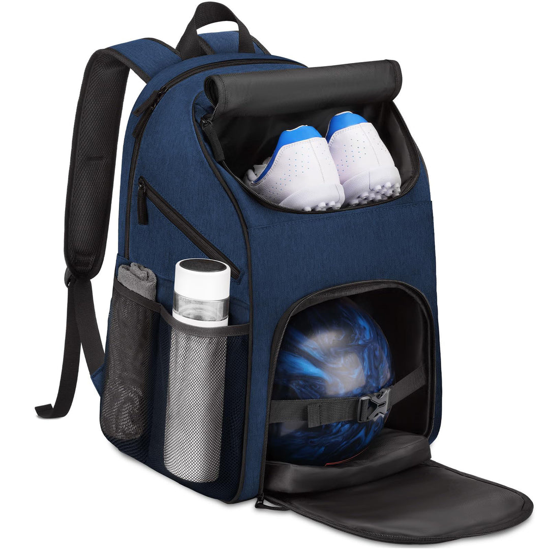 Unisex sporty ryggsekk med spesielle rom for sko og bowlingball Luvikno