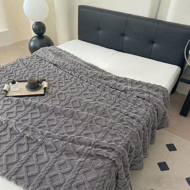Damer Plysj Sengeteppe med strukturert design Luvikno