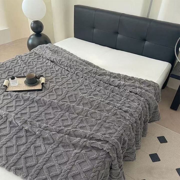 Damer Plysj Sengeteppe med strukturert design Luvikno