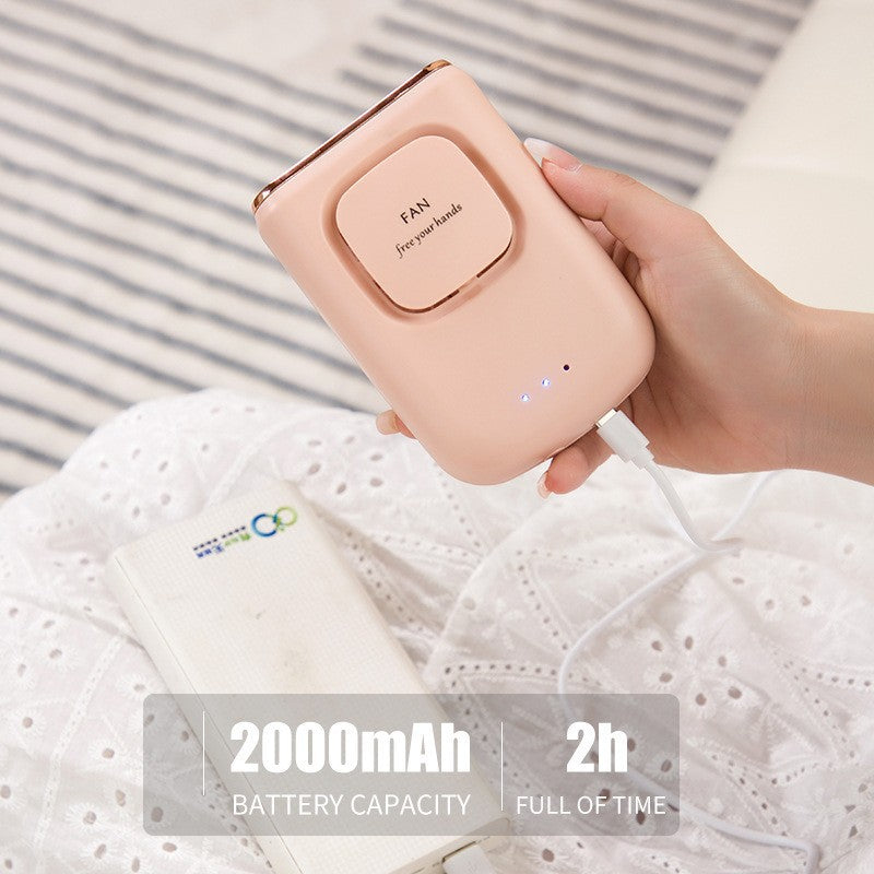Kvinnenes nan kompakt oppladbar bærbar håndholdt vifte med innebygd powerbank og sammenleggbar stativ Luvikno