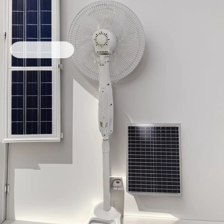 Unisex solardrevet stasjonær vifte med moderne design og effektiv luft sirkulasjon Luvikno