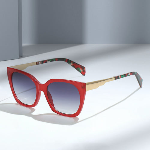 Dame Oversized-solbriller med elegant transparent ramme og gyldne aksenter Luvikno