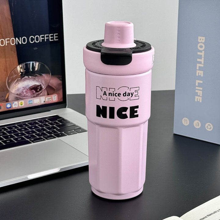 Dame stilige kaffekopp med lekkasjesikkert lokk Luvikno