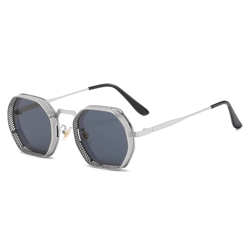 Dame solbrille med unik oktagonal metallramme Luvikno