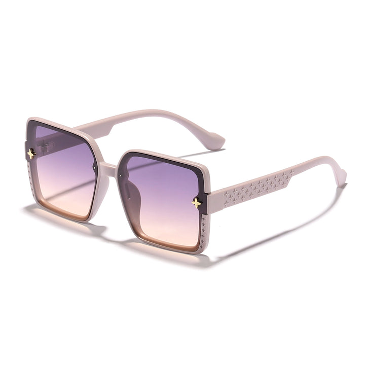 Dame moteriktig firkantet solbrille med dekorert ramme Luvikno