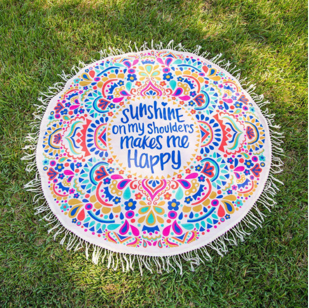 Unisex rund Stranddecke med fargerik mandala-motiv Luvikno