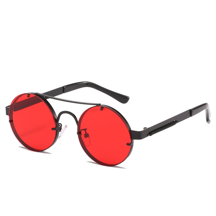 Dame rund designer solbrille med innovativ metallramme og beskyttende linser Luvikno