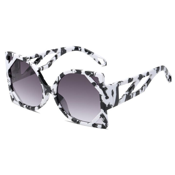 Dame geometrisk solbrille med eksklusiv design og UV-beskyttelse Luvikno