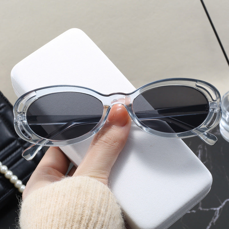Damen modische solbrille med oval ramme og unikt design Luvikno