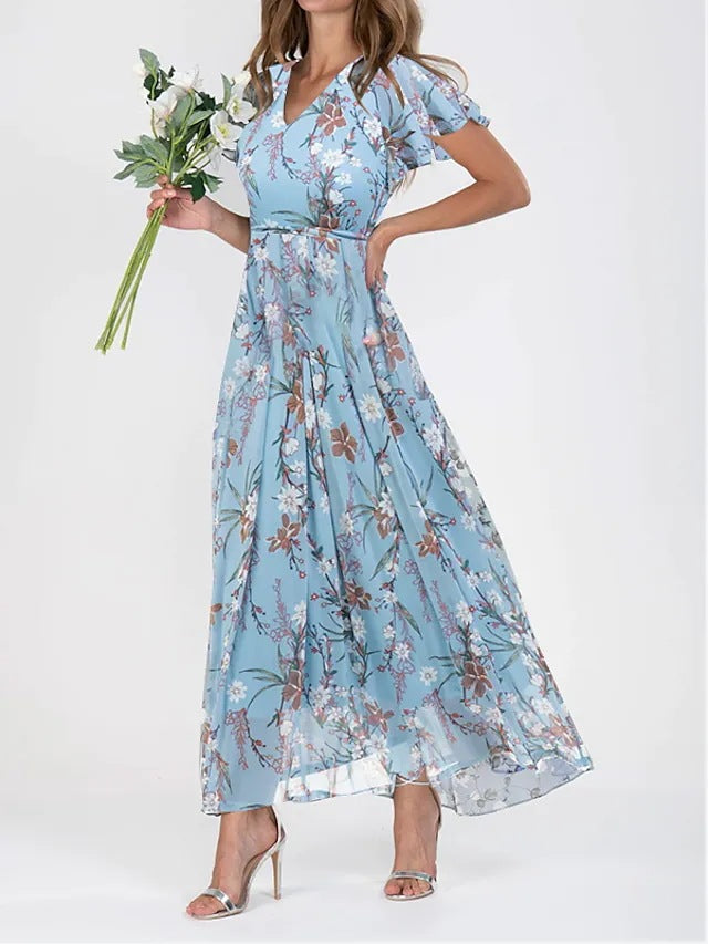 Luvik | Elegantti Kukka Chiffon Mekko