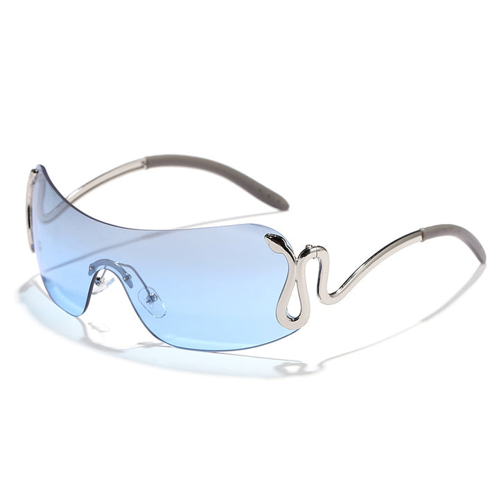 Kvinnelig mode futuristisk solbrille med buet ramme Luvikno
