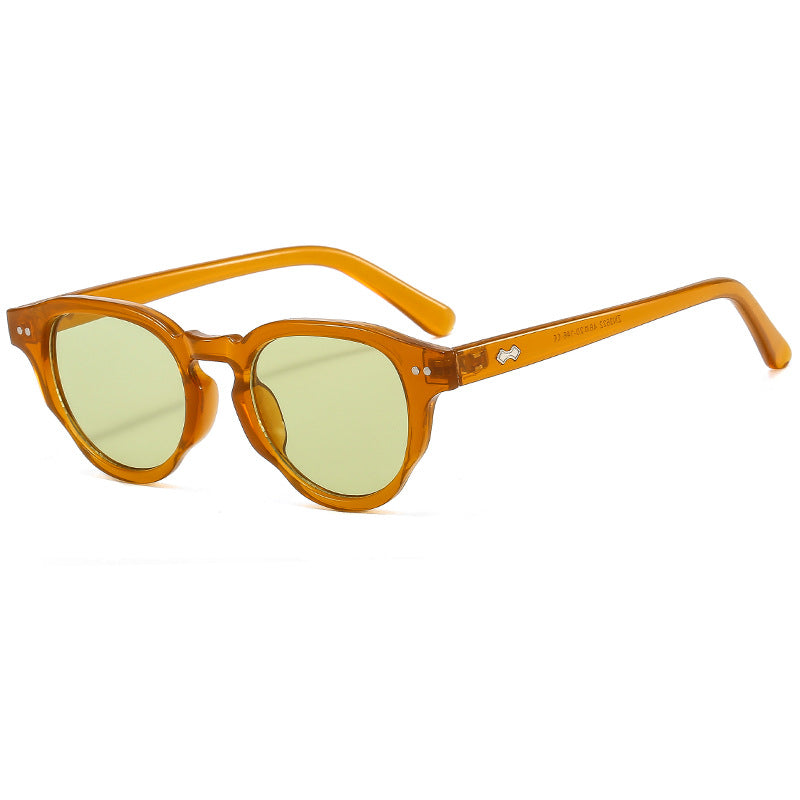 Dame modische solbrille med oval ramme og grønt glass Luvikno