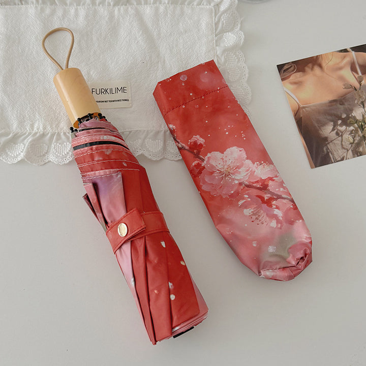 Damer Sammenleggbar Paraply med innovativt Blomstermotiv Luvikno