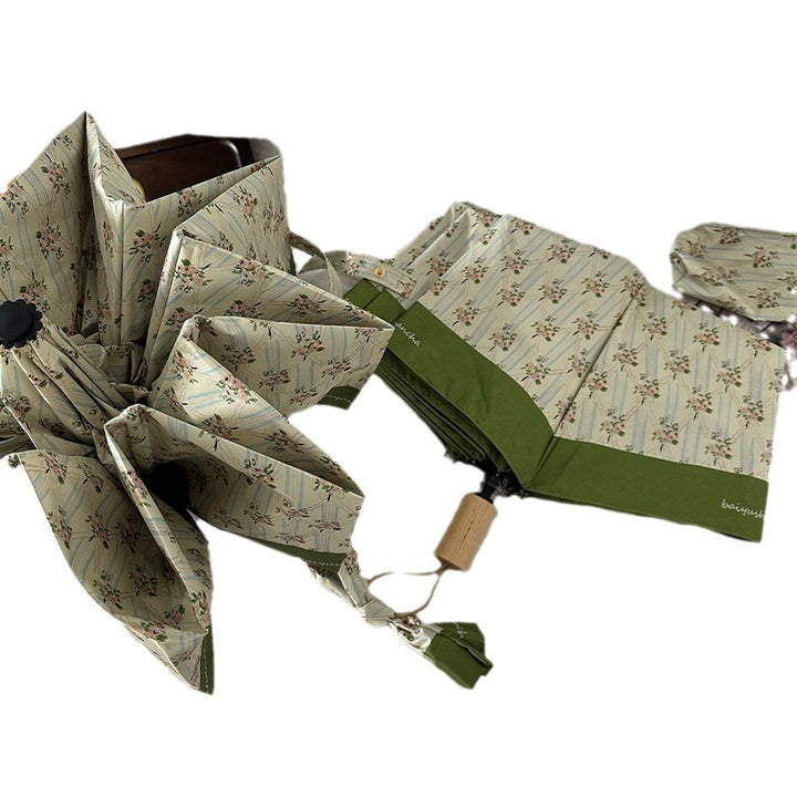 Dame elegant felle paraply med blomsterdesign Luvikno