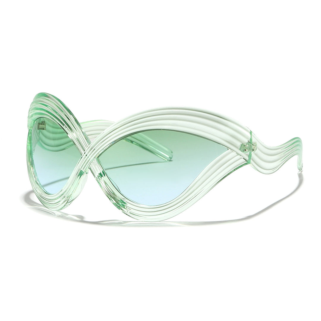 Dame moteriktig solbrille med innovativ bølkeramme Luvikno