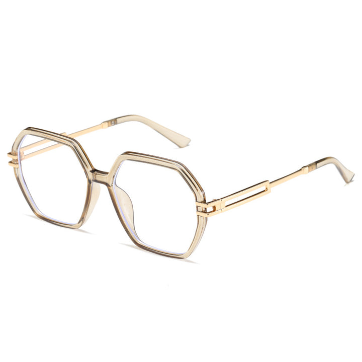 Dame moteriktig solbrille i avantgardistisk heksagon-design Luvikno