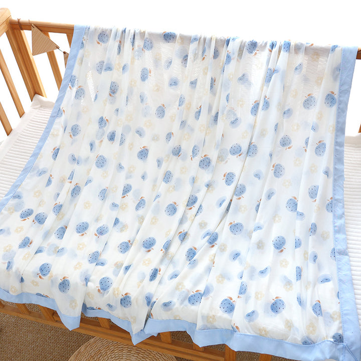 Unisex nan koselig babysengteppe laget av bomullsmuslin med pustende fyll og satinert kant Luvikno