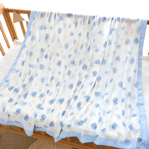 Unisex nan koselig babysengteppe laget av bomullsmuslin med pustende fyll og satinert kant Luvikno