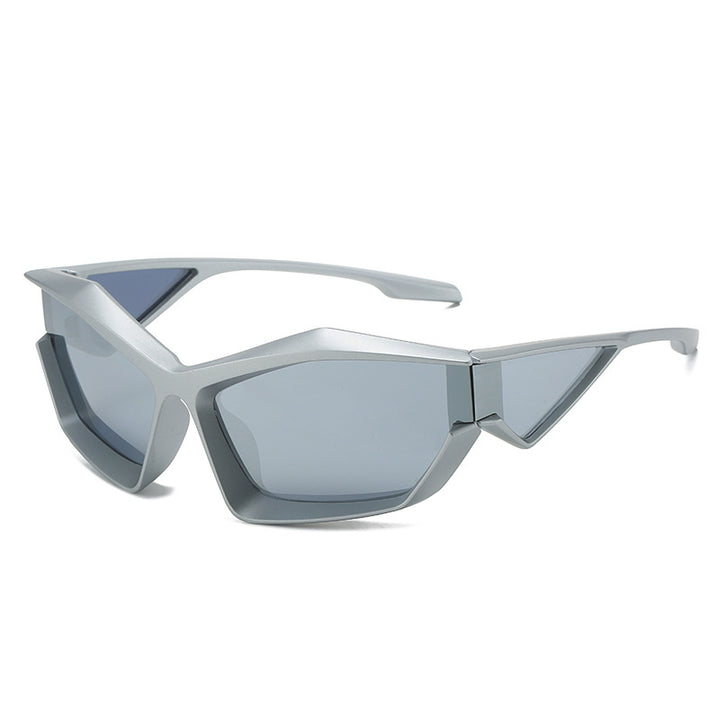 Dame sporty performance solbriller med moderne geometrisk ramme Luvikno