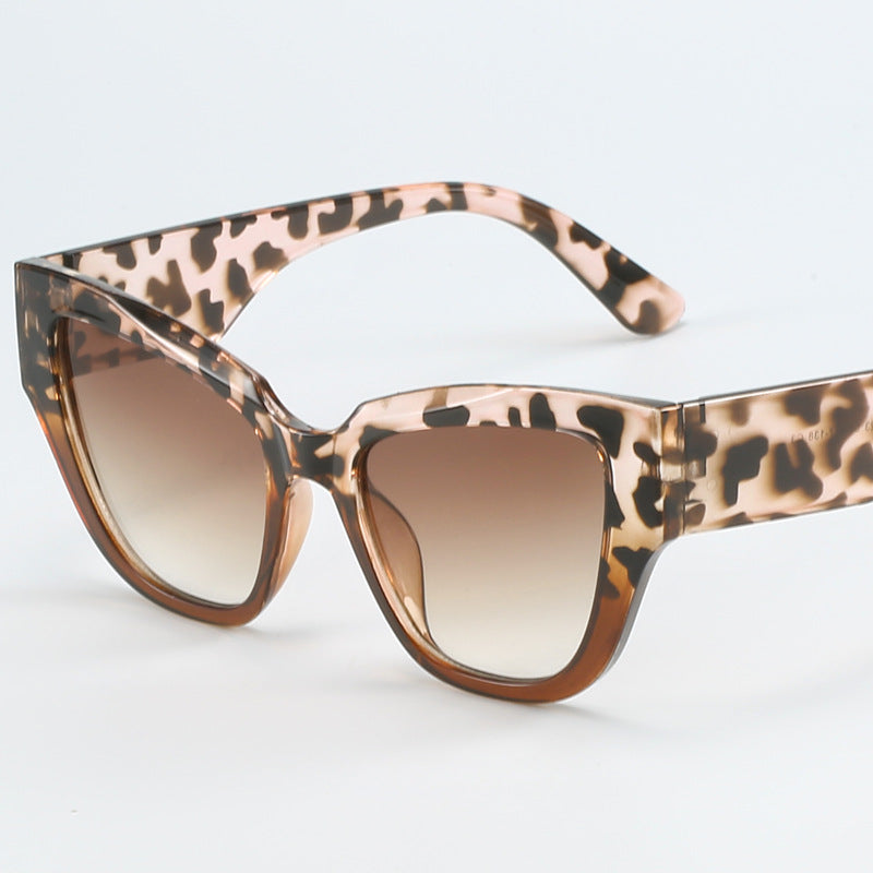 Dame Cat-Eye-solbriller med ekstravagant leopardmønster Luvikno