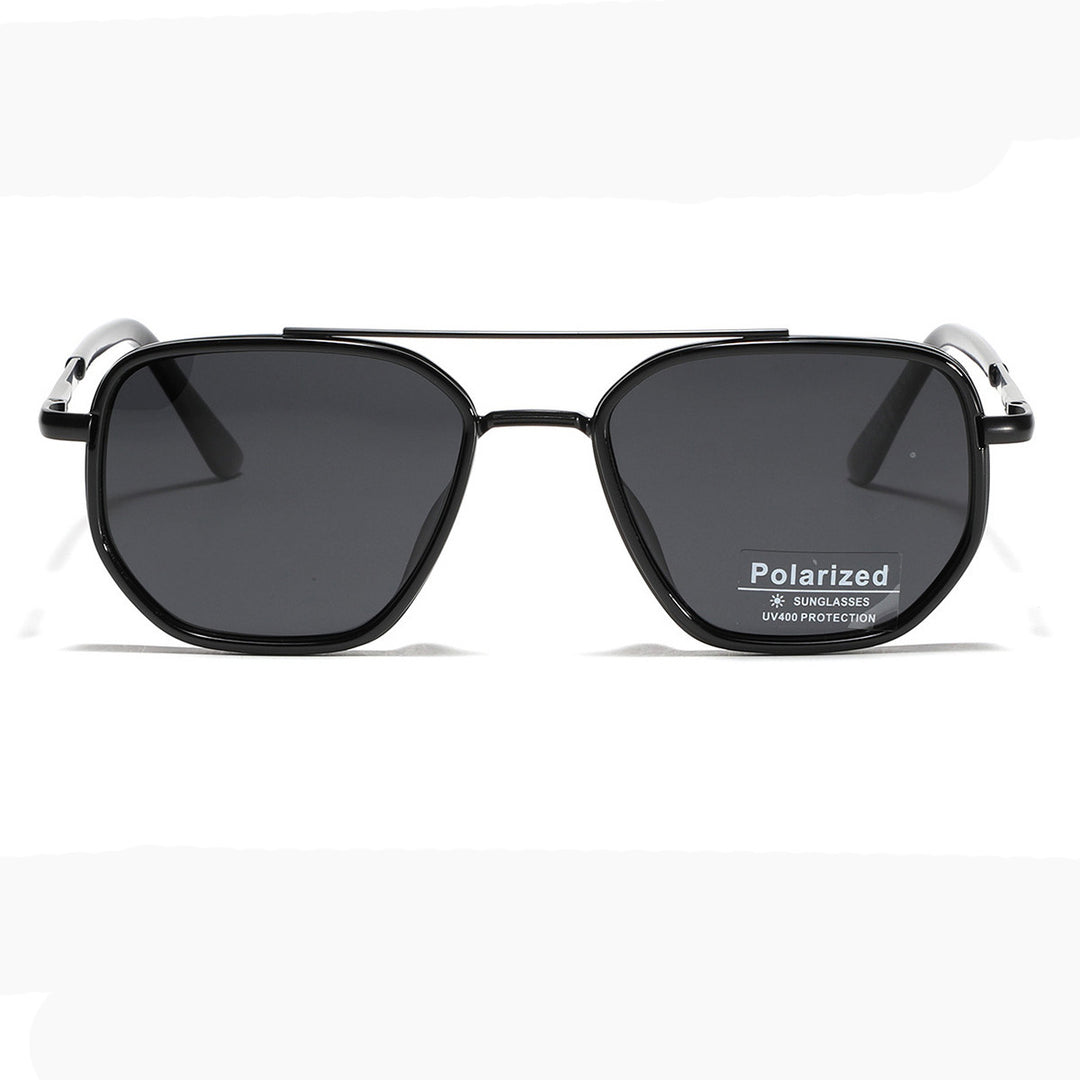 Dame kvadratisk solbrille med polarisert glass og elegant metallramme Luvikno