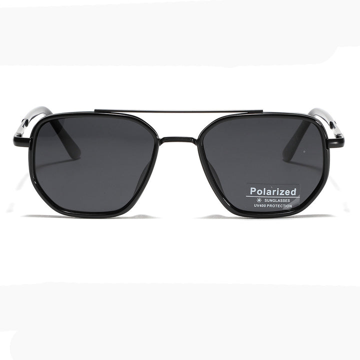 Dame kvadratisk solbrille med polarisert glass og elegant metallramme Luvikno