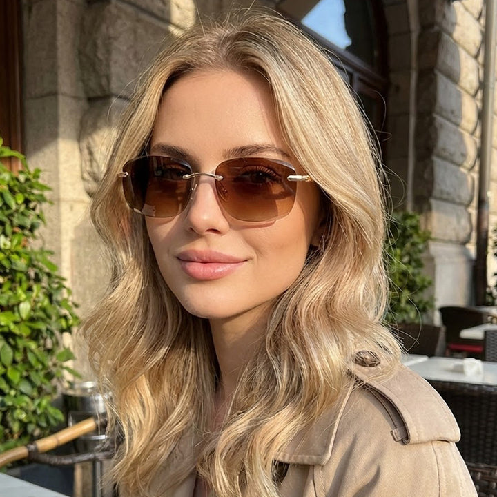 Damer Geometrisk Premium Solbrille med smal ramme Luvikno