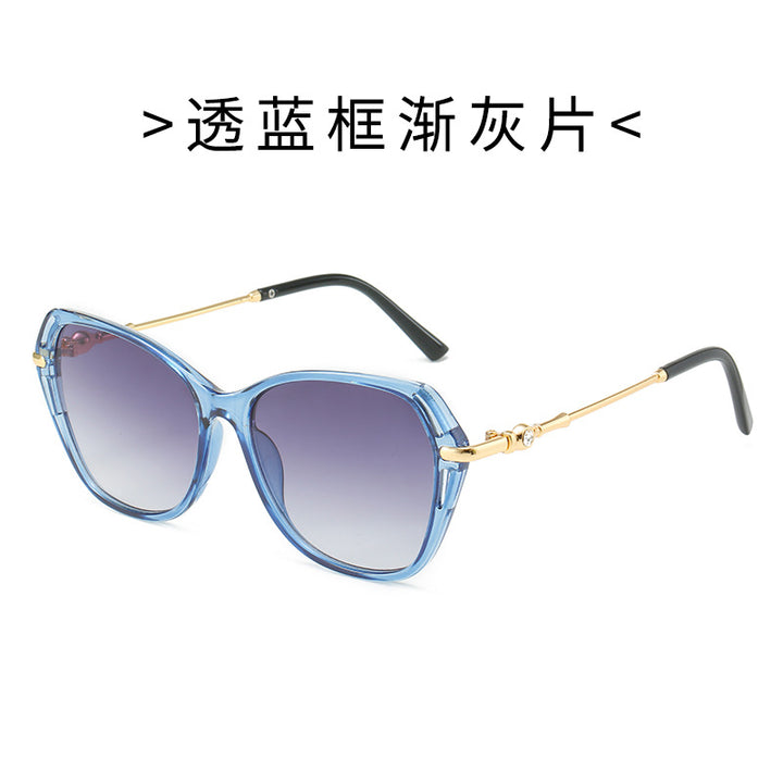 Dame moter Cat-Eye solbrille med elegant metallramme Luvikno