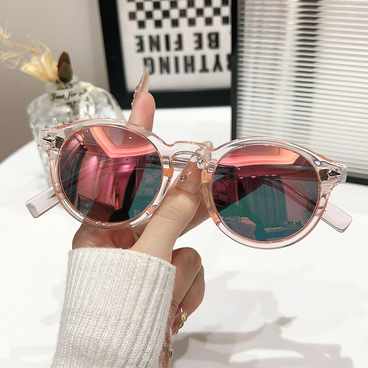 Dame trendy solbriller med transparent ramme og gule glass Luvikno