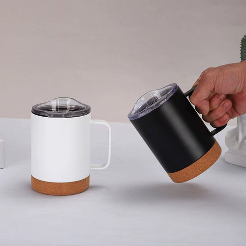 Damer elegant kaffekopp med korkbunn og gjennomsiktig lokk Luvikno