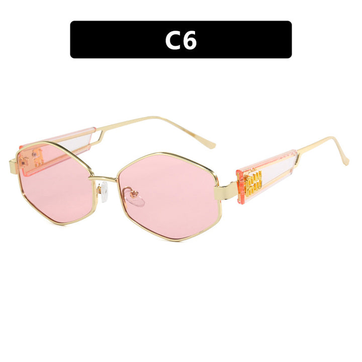 Dame geometrisk solbrille med moteriktig design og UV-beskyttelse Luvikno