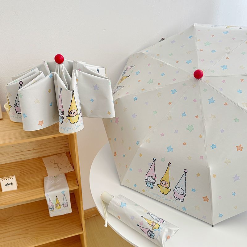 Dame Faltregn Umbrella med lekent familie motiv Luvikno