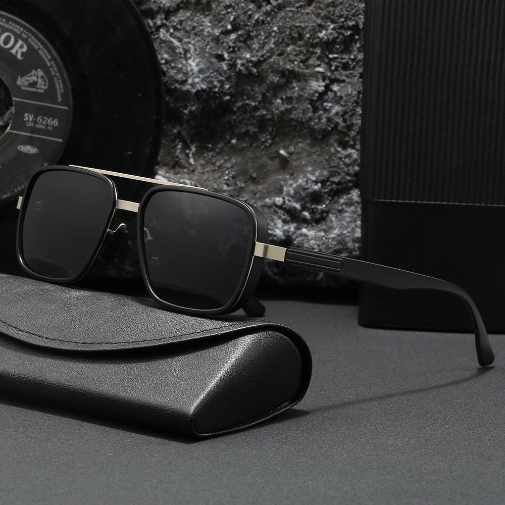 Dame elegant firkantet solbrille med høykvalitets metallramme Luvikno