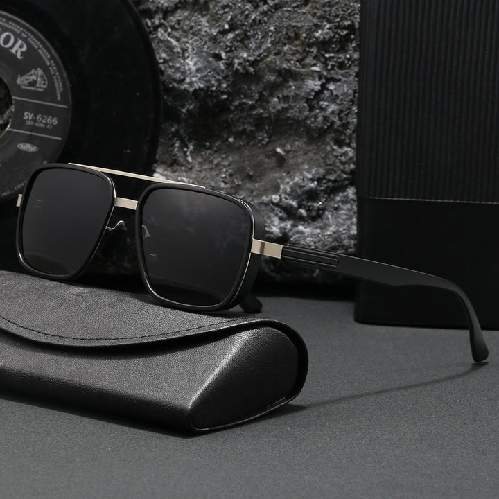 Dame elegant firkantet solbrille med høykvalitets metallramme Luvikno