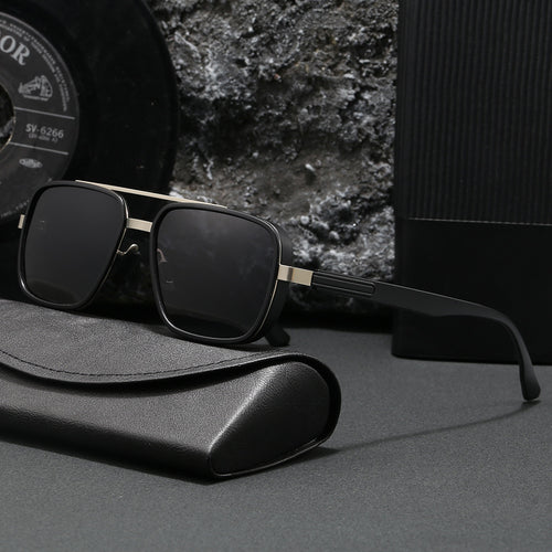 Dame elegant firkantet solbrille med høykvalitets metallramme Luvikno