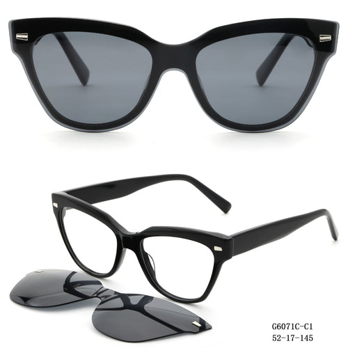 Dame moter Cat-Eye solbriller med avtakbare glass Luvikno
